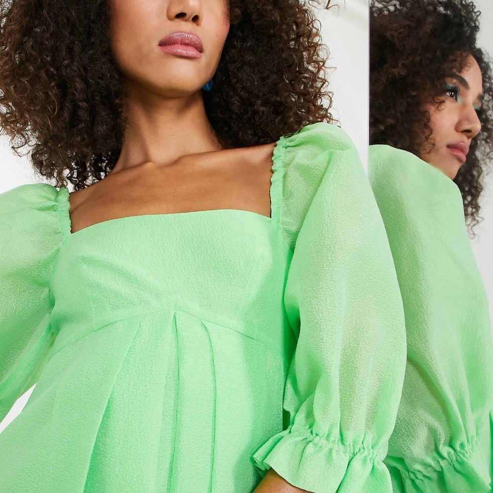 ASOS Edition Organza Green Midi Dress - Picture 2 of 6